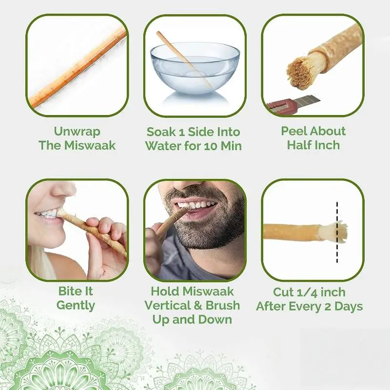 Natural Miswak Toothbrush Sticks – Eco-Friendly Soft Bristle Siwak Toothbrush | No Toothpaste Needed | Sustainable Oral Care for Fresh Breath & Healthy Teeth