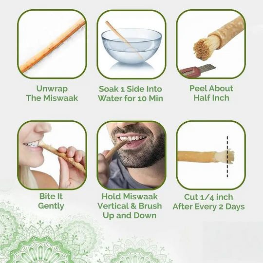 Natural Miswak Toothbrush Sticks – Eco-Friendly Soft Bristle Siwak Toothbrush | No Toothpaste Needed | Sustainable Oral Care for Fresh Breath & Healthy Teeth
